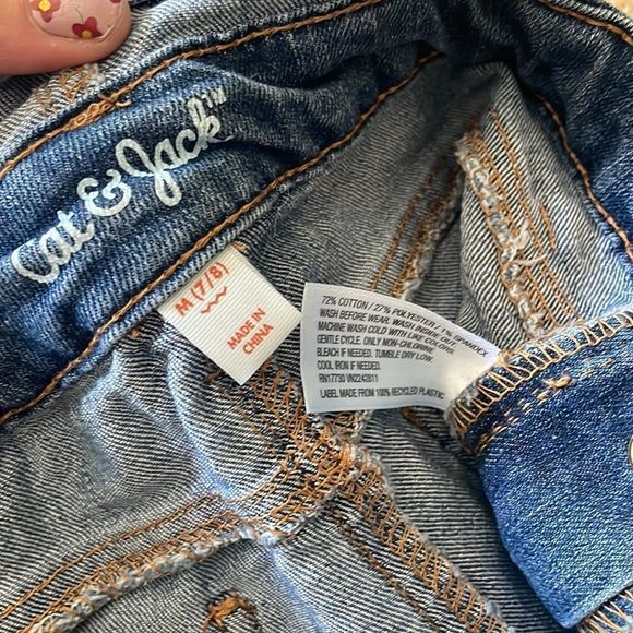 Cat & Jack Blue Denim Overalls with Paint Splatter - Picture 8 of 11